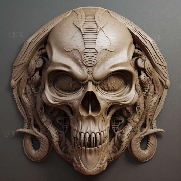 alien skull 2 stl model for CNC